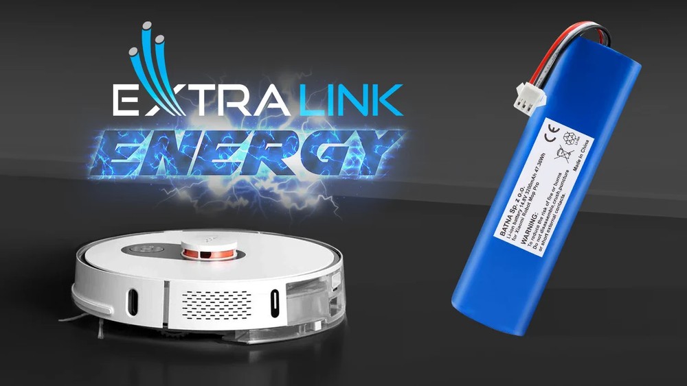 bateria do odkurzaczy xiaomi obok białego robota sprzątającego