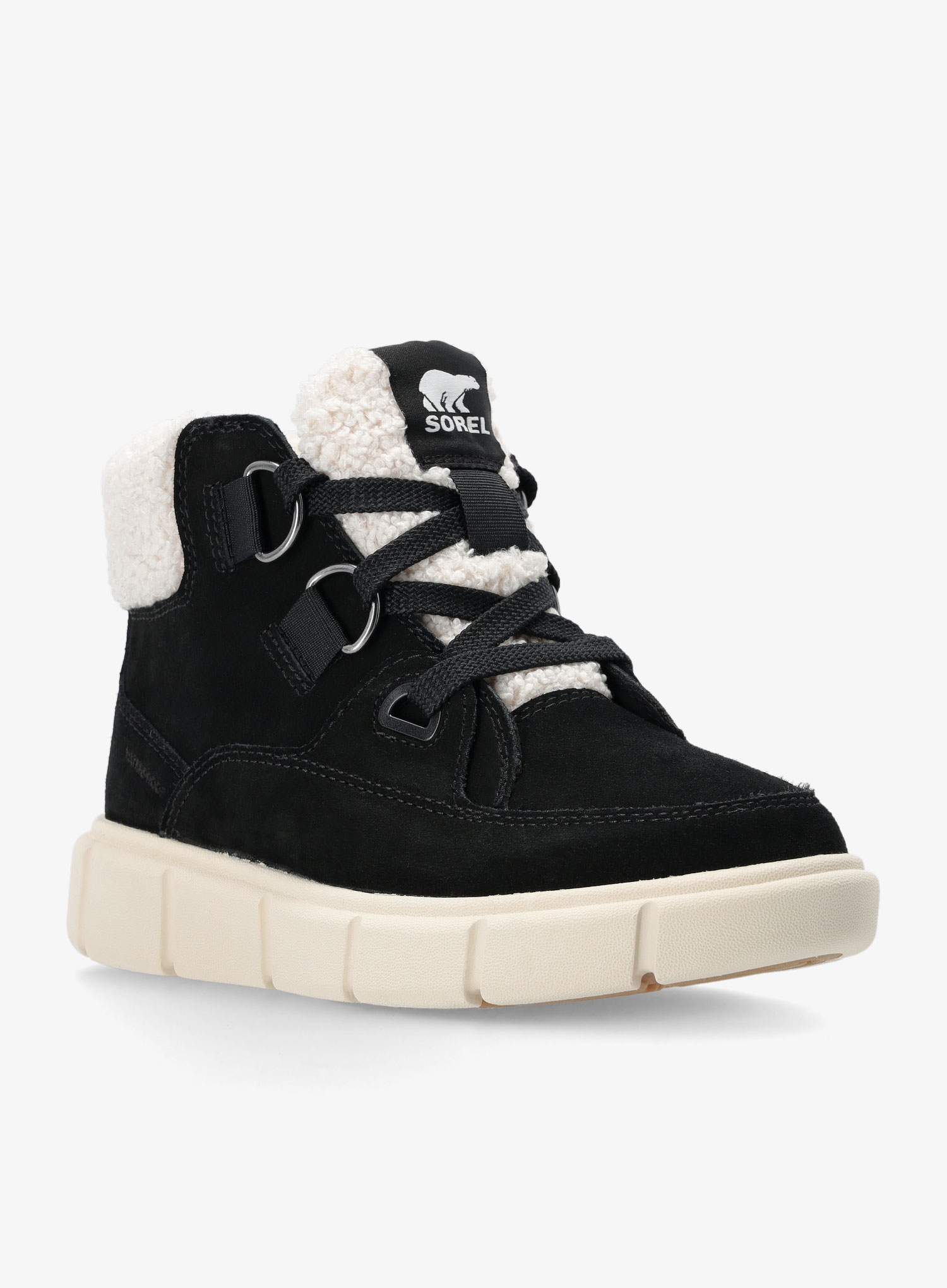 Buty zimowe damskie Sorel Explorer III NW Lace WP - czarne zamszowe