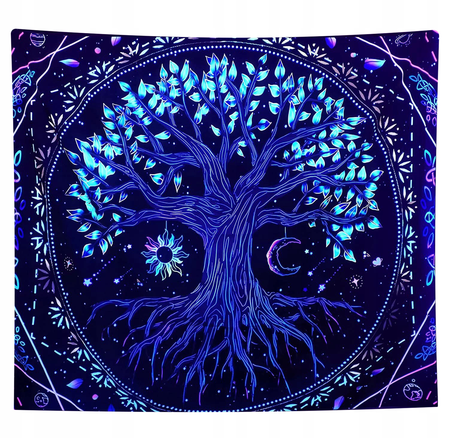 Dekoracja ŚCIENNA UV OBRAZ Fluorescencyjny GOBELIN ODBLASK 150cm XXL Drzewo
