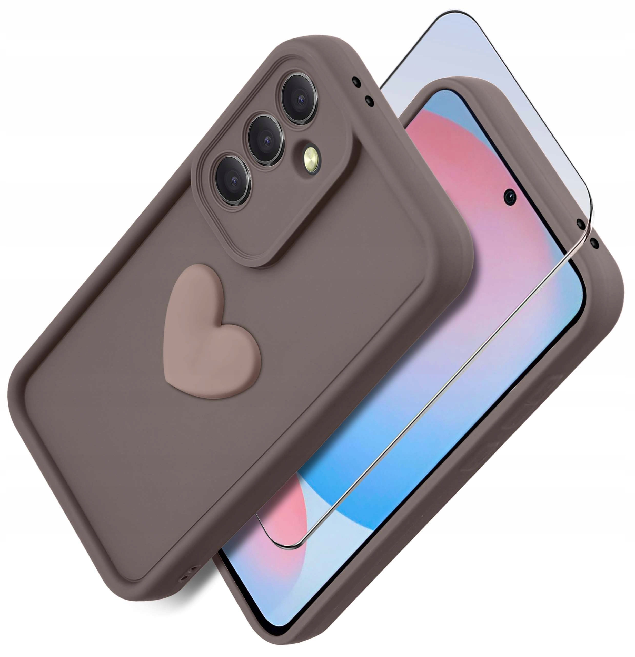 Etui do Samsung A56 5G silikonowe MATOWE serce + Szkło ochronne 9H – Ochrona i styl w jednym