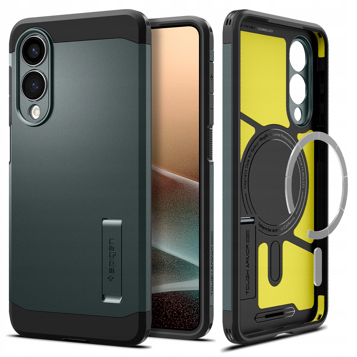 Spigen Tough Armor MagSafe – Etui do Samsung Galaxy S25 Edge (Abyss Green)