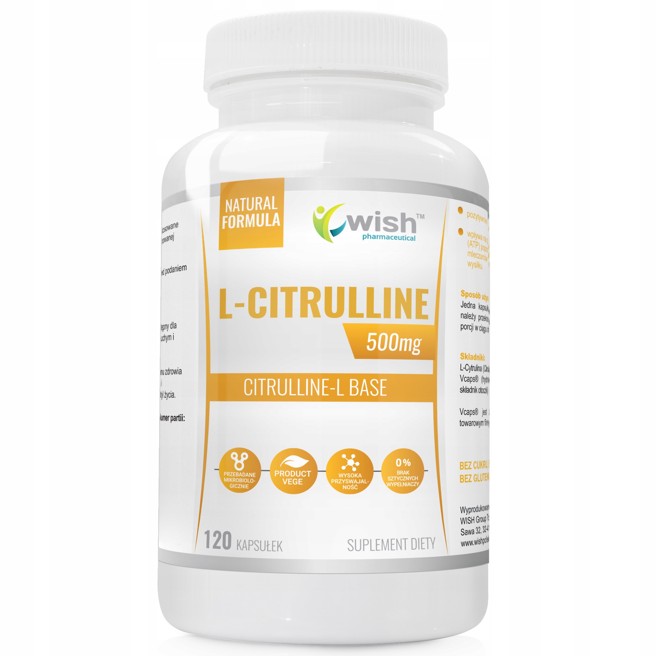 WISH L-Citrulline 500mg 120 kapsułek – Twoje wsparcie w budowie masy mięśniowej