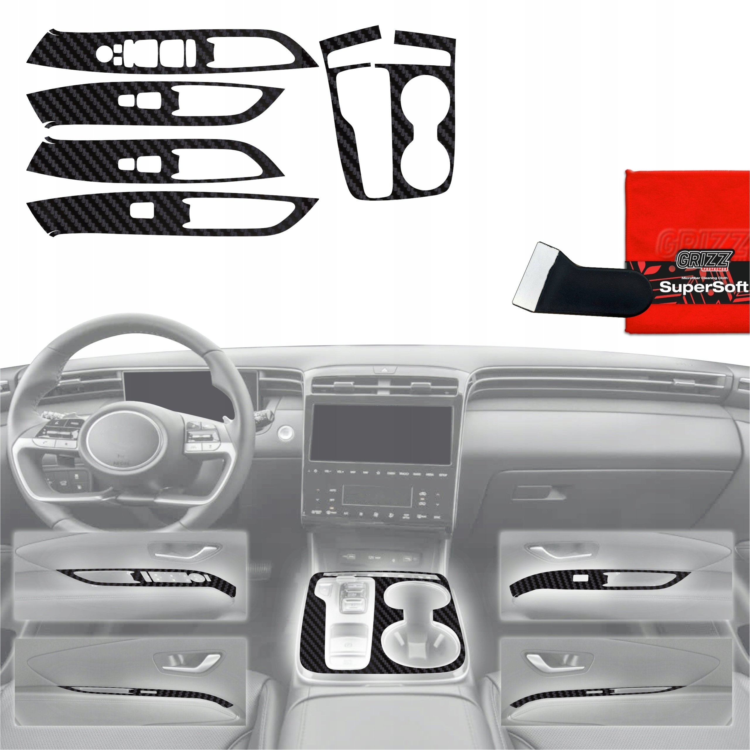 Folia do wnętrza GrizzGlass PianoSkin Matte do Hyundai Tucson N-Line (2021-2024) – Ochrona i styl w jednym