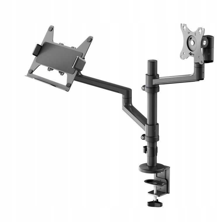 Uchwyt do monitora Deluxe z ramieniem na laptopa, czarny – Ergonomiczne rozwiązanie dla Twojego biura