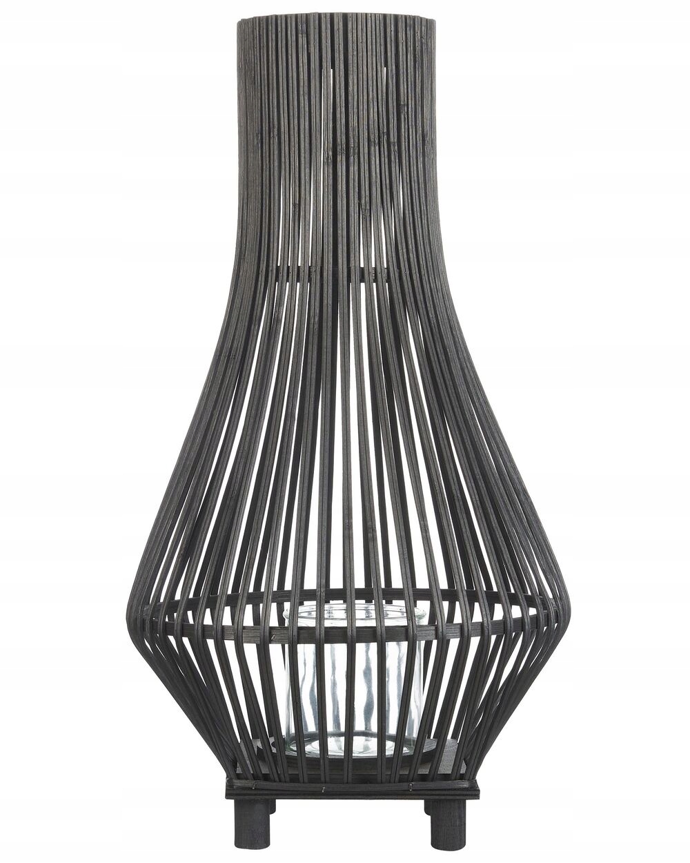 Lampion LEYTE Drewno 58 cm Czarny – Stylowy dodatek do Twojego wnętrza