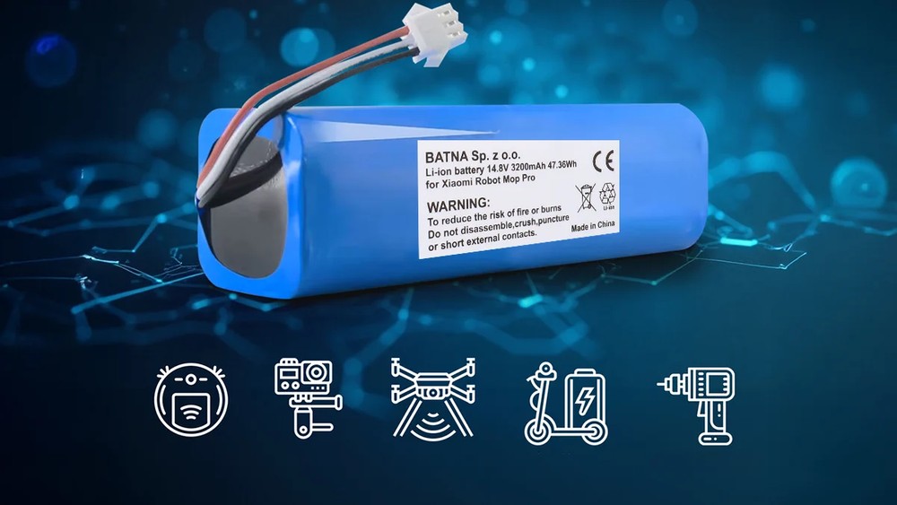 bateria do robota xiaomi mop pro oraz piktogramy innych kompatybilnych urządzeń