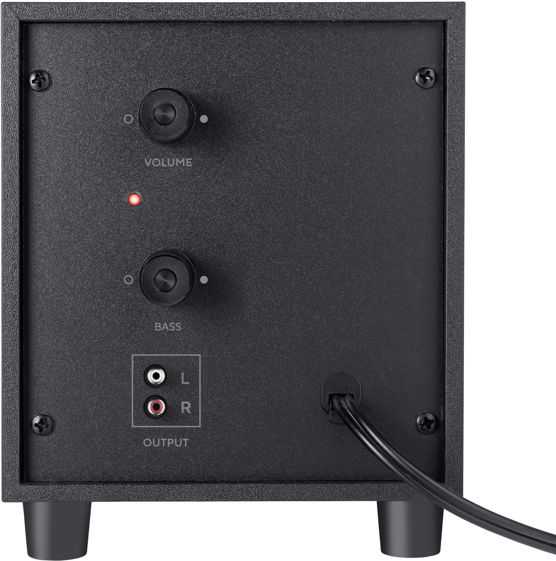 Drewniany subwoofer z regulacją głośności i niskich tonów