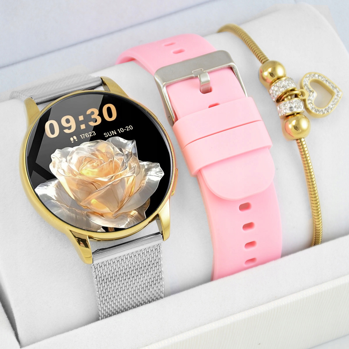 Zestaw damski Smartwatch Rubicon Asturia + bransoletka złota – Elegancja i funkcjonalność w jednym