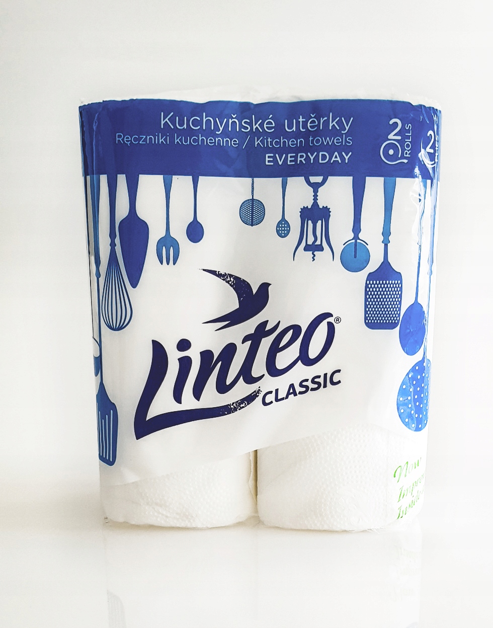 Linteo Classic - Ręcznik kuchenny w roli, biały, celuloza - 2 rolki