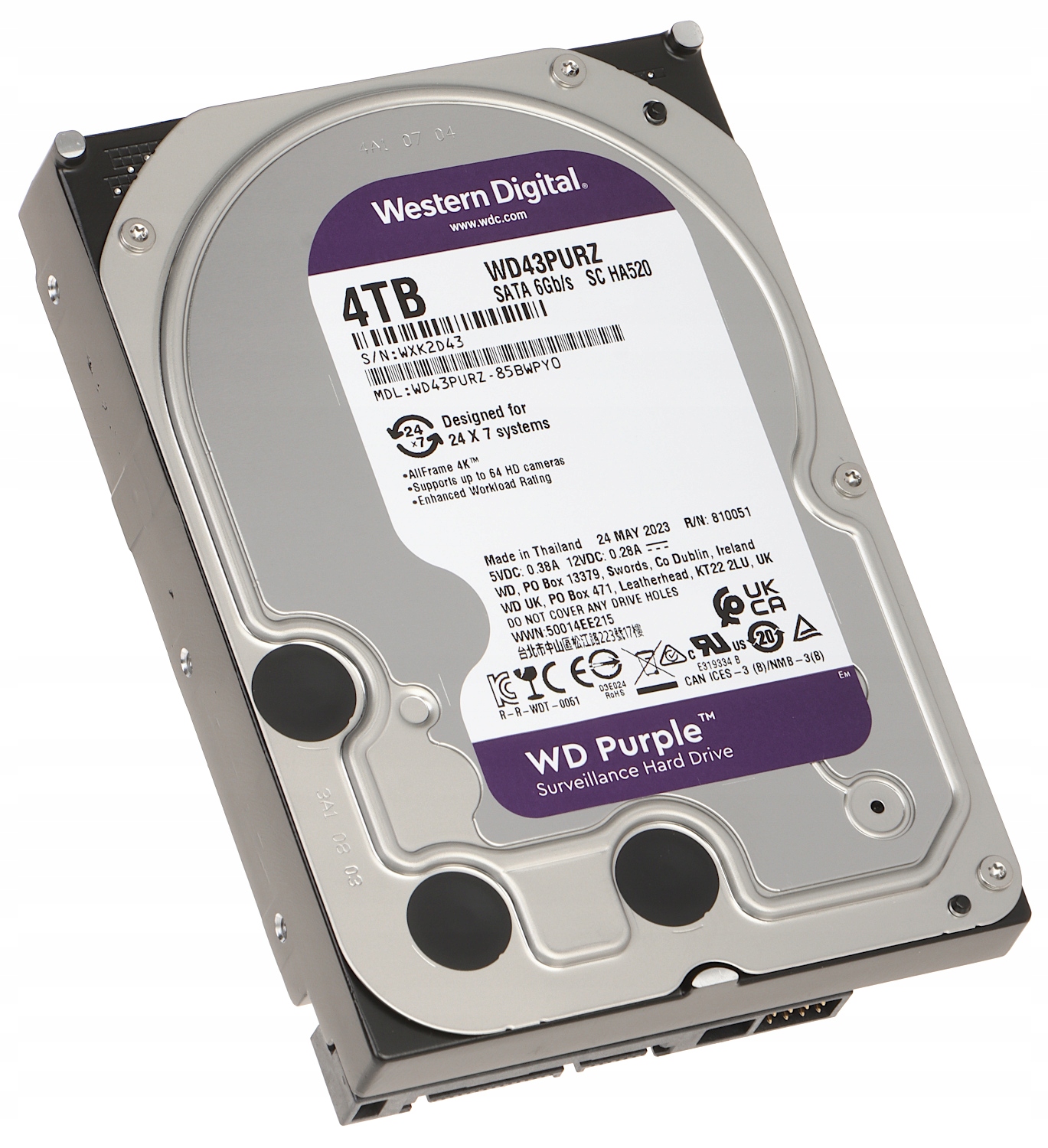 Dysk do rejestratora HDD-WD43PURZ 4TB 24/7 Western Digital – Idealne rozwiązanie do monitoringu