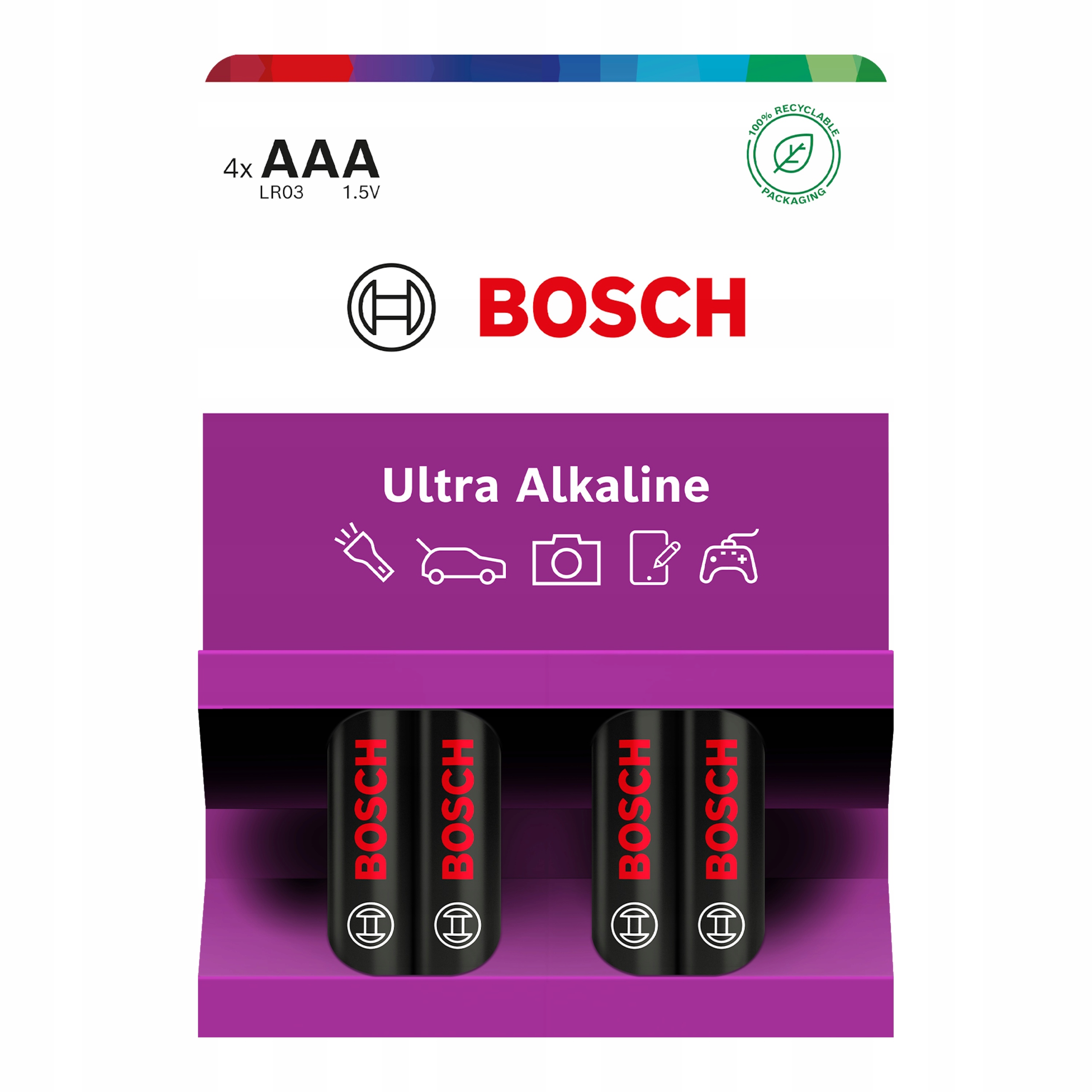 BATERIA BOSCH 4SZT AA ULTRA ALKALINE LR03UA4B/00 – Wysoka wydajność dla Twoich urządzeń