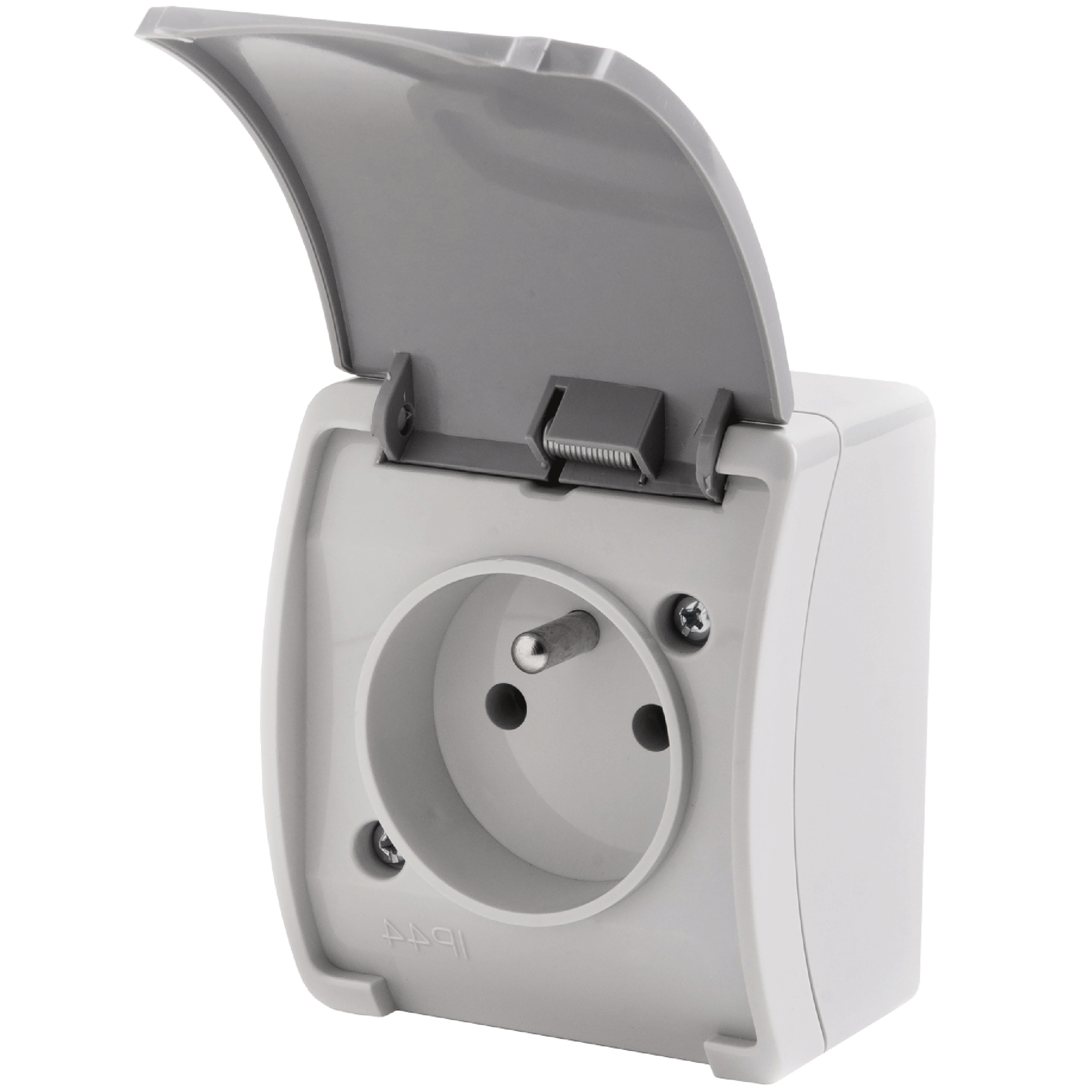 Gniazdo pojedyncze 2P+Z AQUATIC, IP44, szaro-grafitowe – Idealne do każdego wnętrza