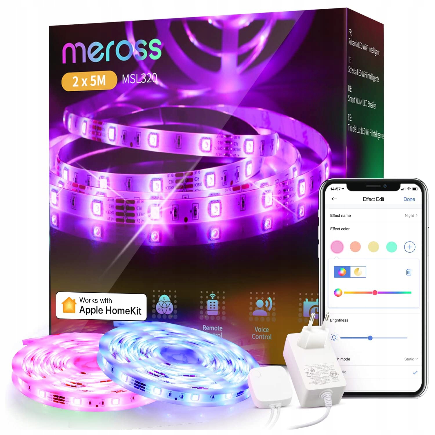 Inteligentna taśma LED WiFi Meross MSL320 – Stwórz wyjątkowy nastrój w swoim domu