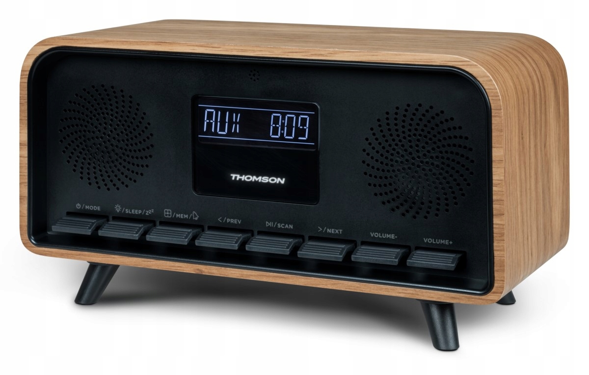 Thomson Głośnik drewniany bezprzewodowy COSY Bluetooth Radio FM Alarm LCD 30W – Muzyka w Twoim stylu