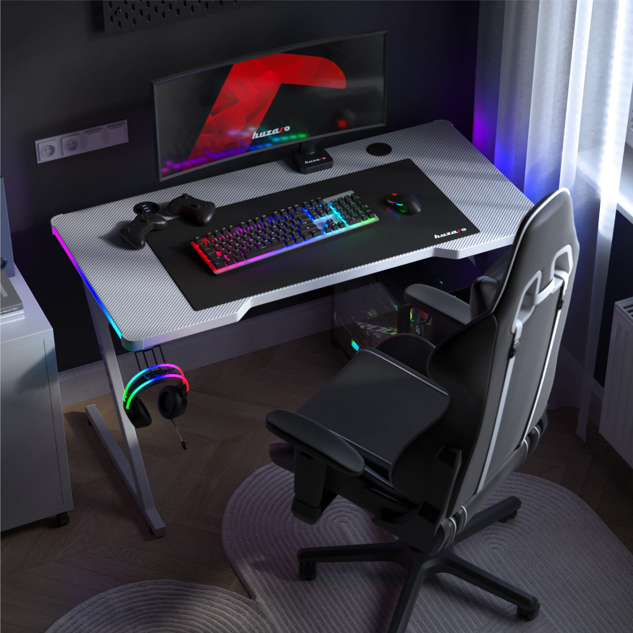 Biurko Gamingowe Huzaro Hero 2.5 RGB LED Pilot – Idealne dla graczy