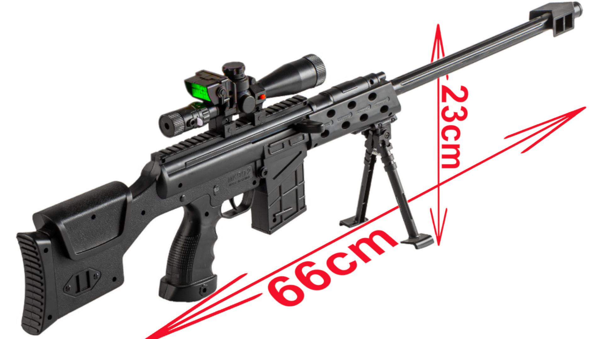 Karabin Snajperka Na Kulki 6mm Replika ASG z Laserem i Atrapą Kolimatora TOMDORIX