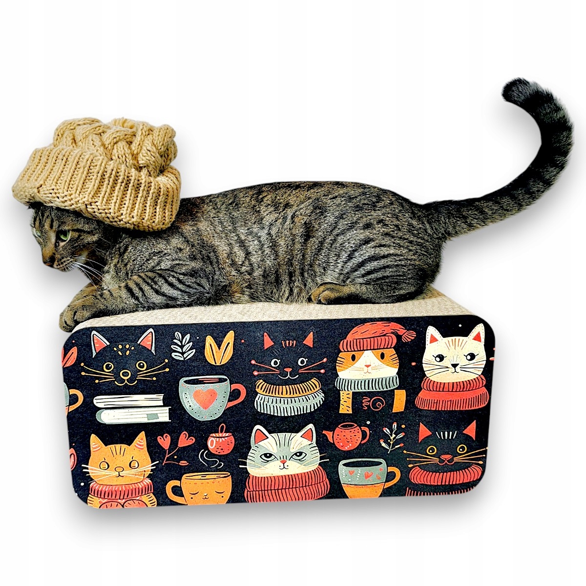 Drapak czarny zimowe kotki Mruu&Pruu – Idealne legowisko i zabawka dla Twojego kota