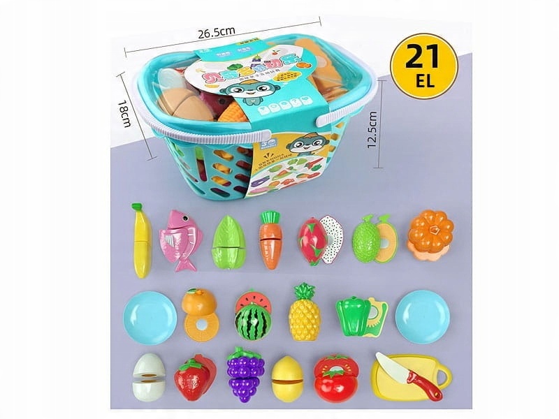 Kolorowy koszyk z produktami do krojenia