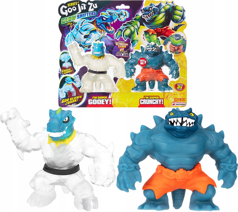 Figurka Tm Toys Goo Jit Zu - Glow Shifters - Tyro Vs Rockjaw – Elastyczne przygody w ciemności