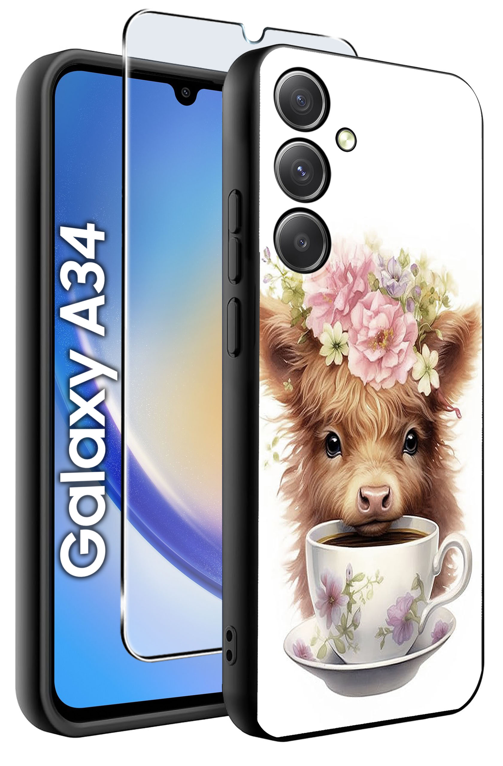 ETUI do Samsung A34 5G WZORY | SILIKONOWE MATT CASE + SZKŁO HARTOWANE 9H