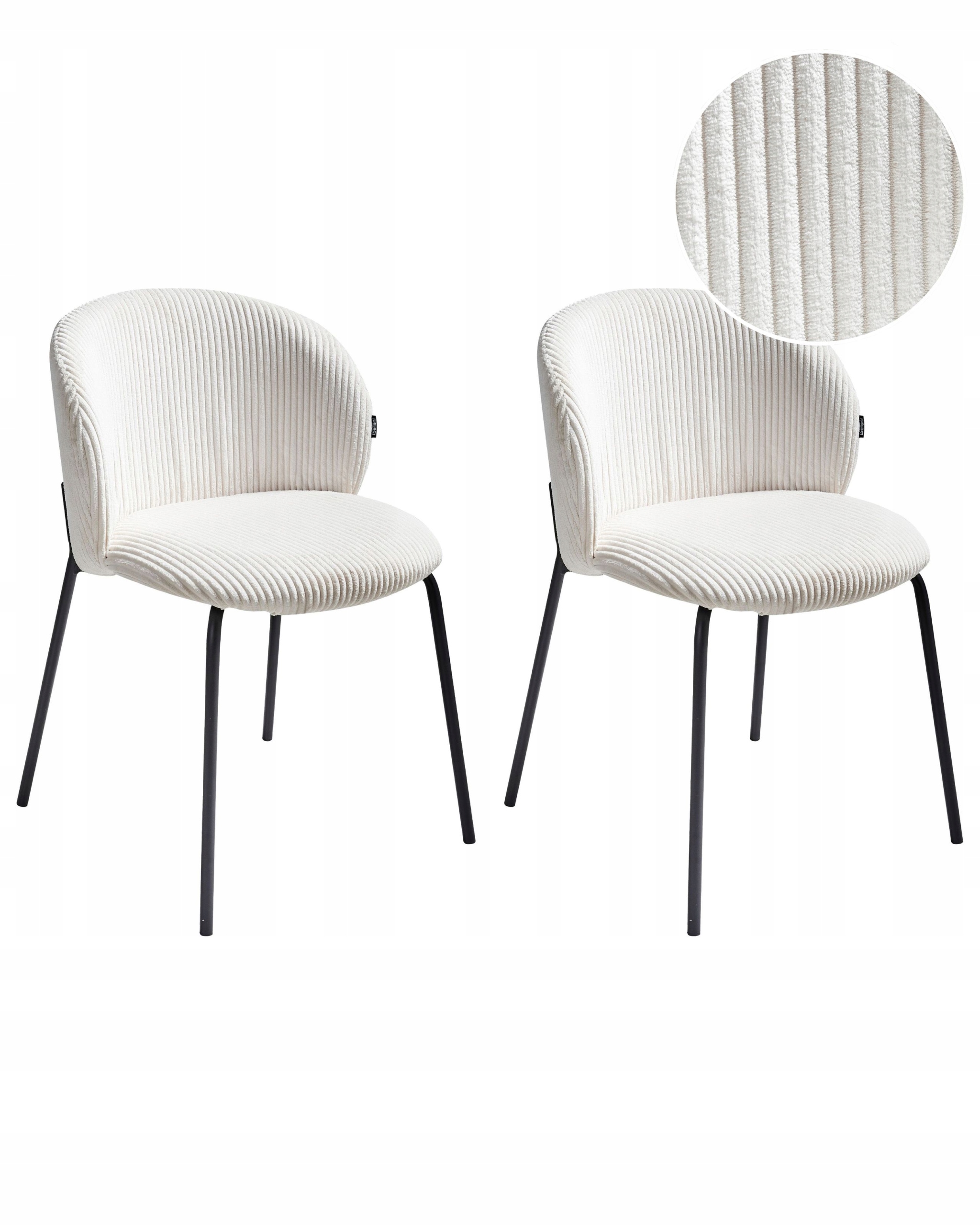 Zestaw 2 krzeseł do jadalni MILES Sztruks Złamana biel – Elegancja i komfort w Twoim wnętrzu