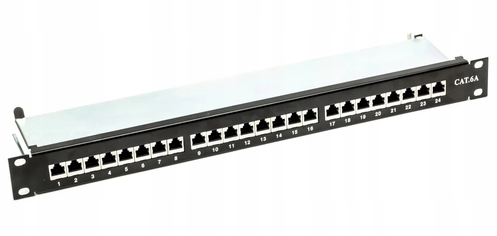 Patch panel RACK 19 kat.6A 24p FTP z półką – Wysoka jakość i niezawodność