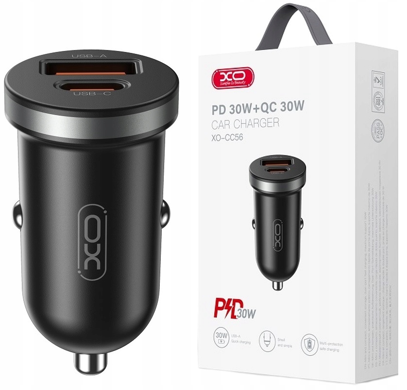 XO Ładowarka Samochodowa CC56 PD 30W QC+PD – Szybkie ładowanie w Twoim samochodzie