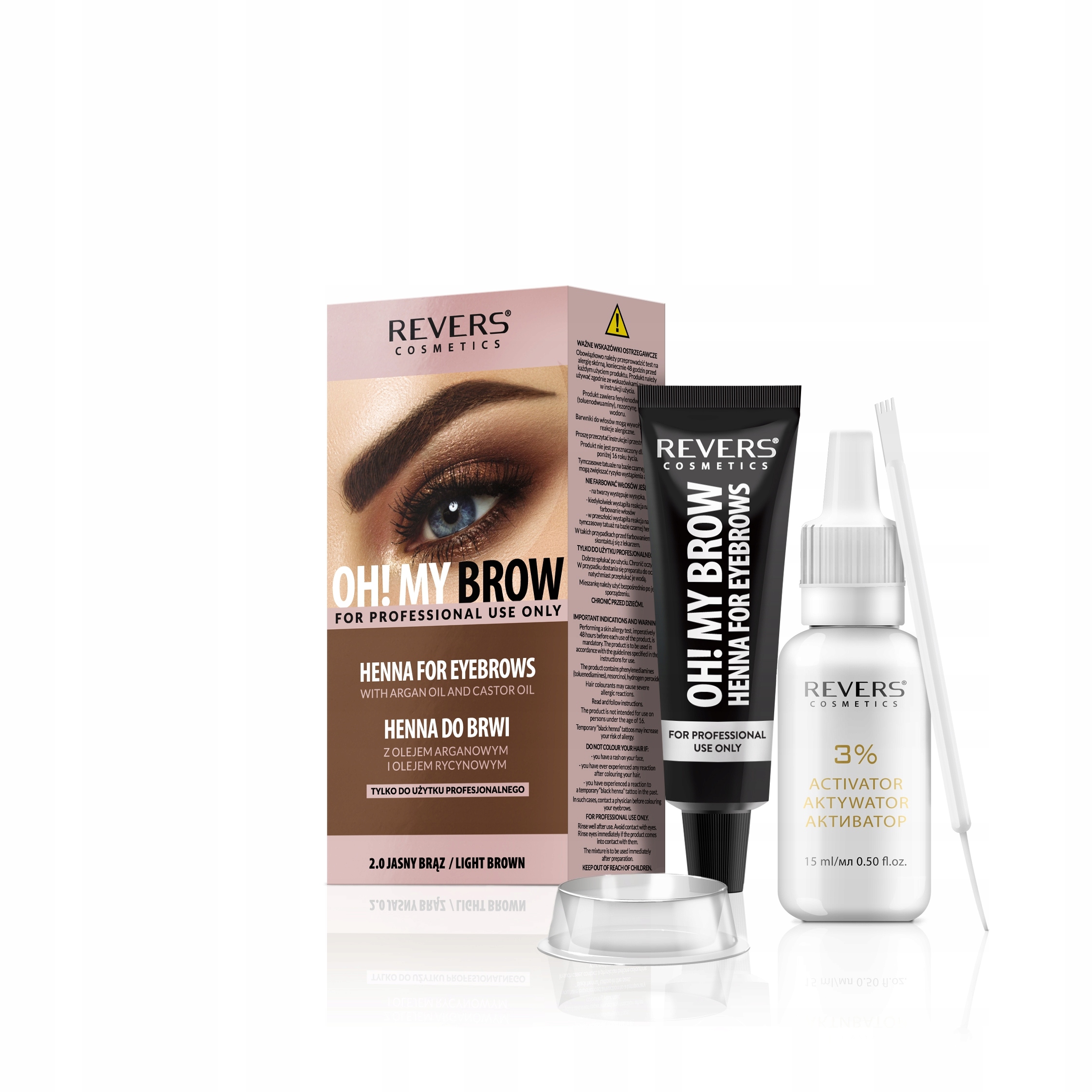 REVERS Oh! My Brow Henna kremowa do brwi - jasny brąz – Profesjonalna koloryzacja w domowym zaciszu