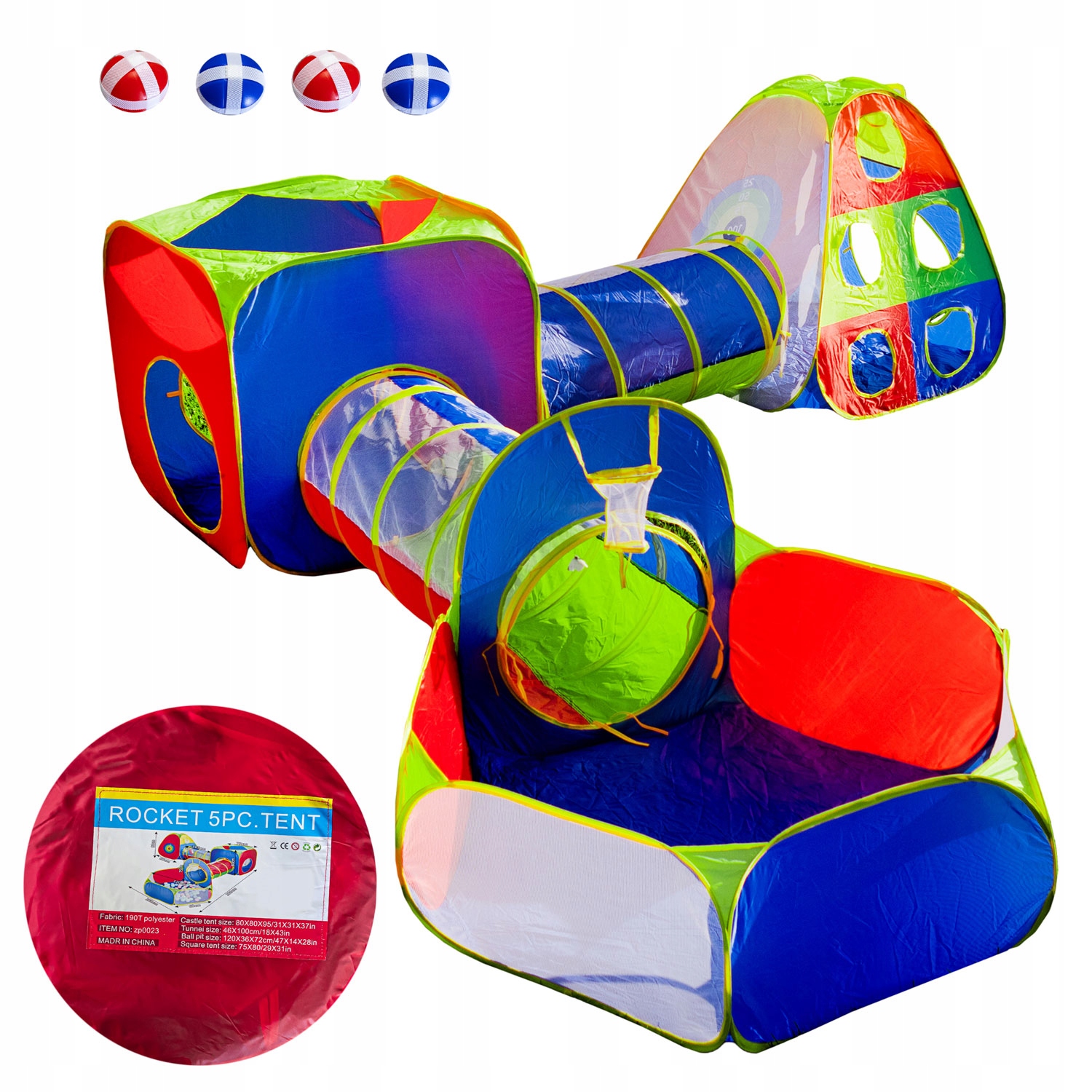 Namiot Ogrodowy Dla Dzieci Tunele Suchy Basen Kosz Tarcza 5W1 – Idealny Plac Zabaw