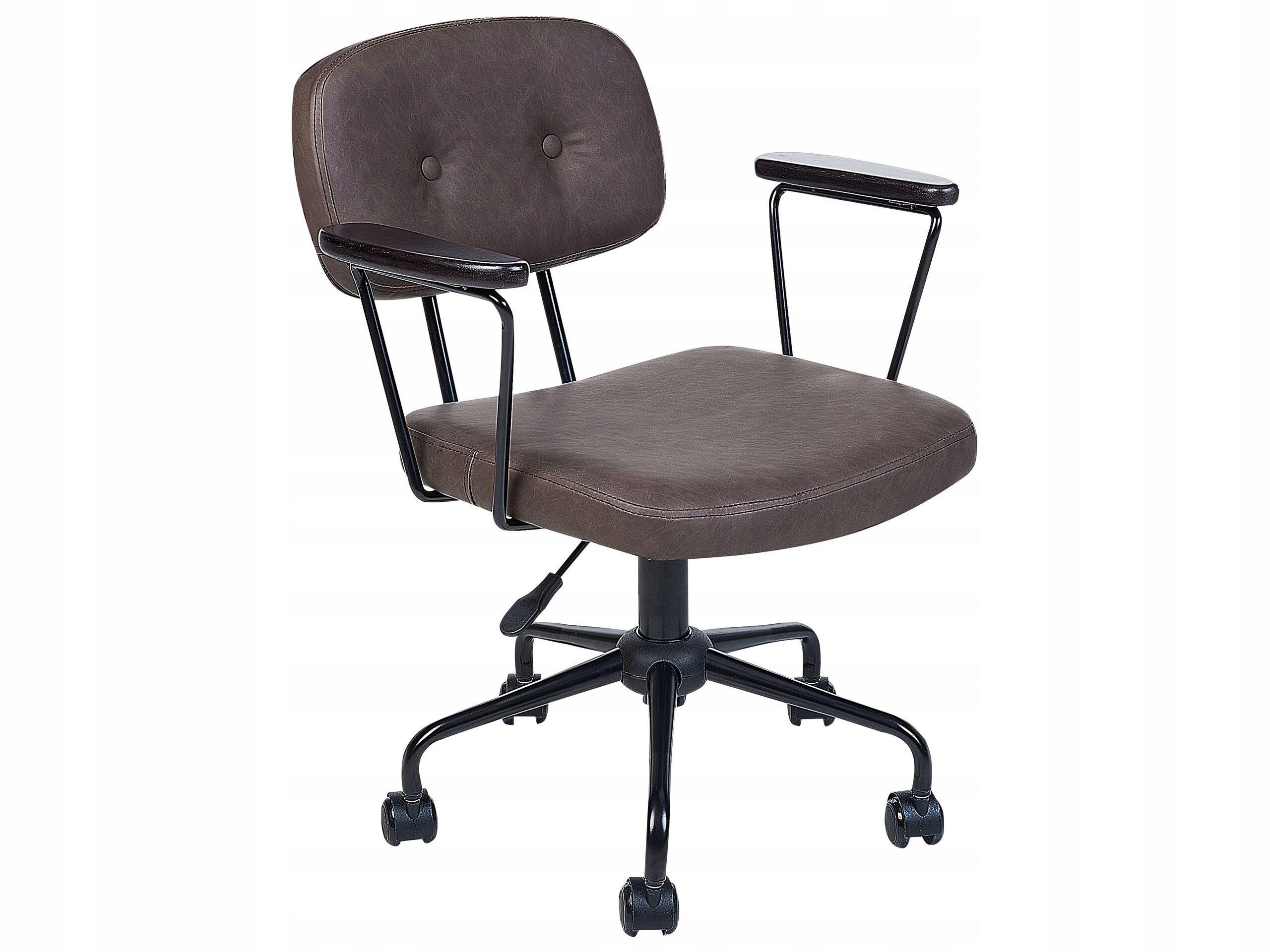 Krzesło biurowe regulowane ekoskóra ciemnobrązowe ALGERITA – Elegancja i funkcjonalność w Twoim biurze