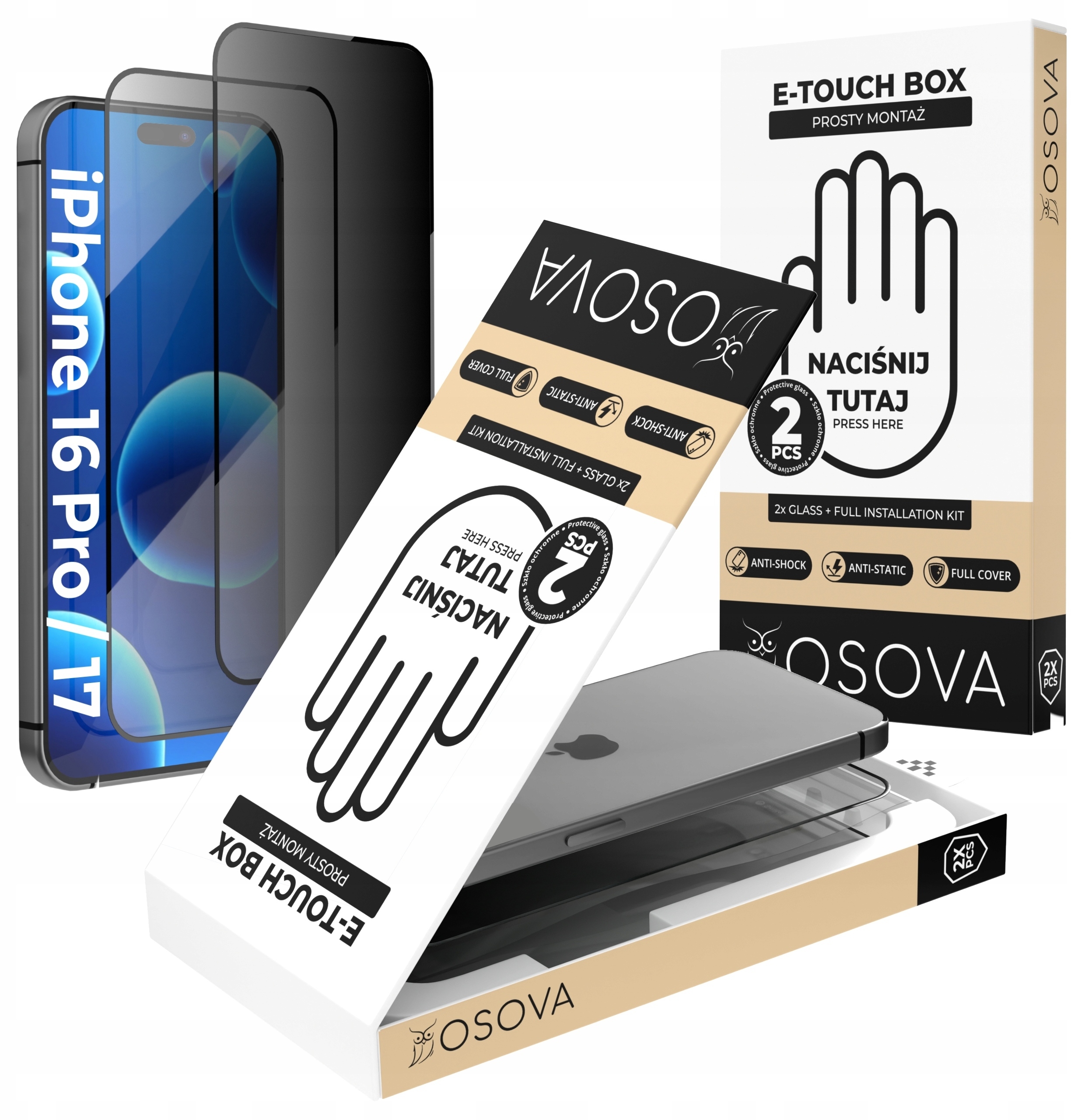 SZKŁO PRYWATYZUJĄCE OSOVA do iPhone 16 Pro|17 – Ochrona i prywatność w jednym