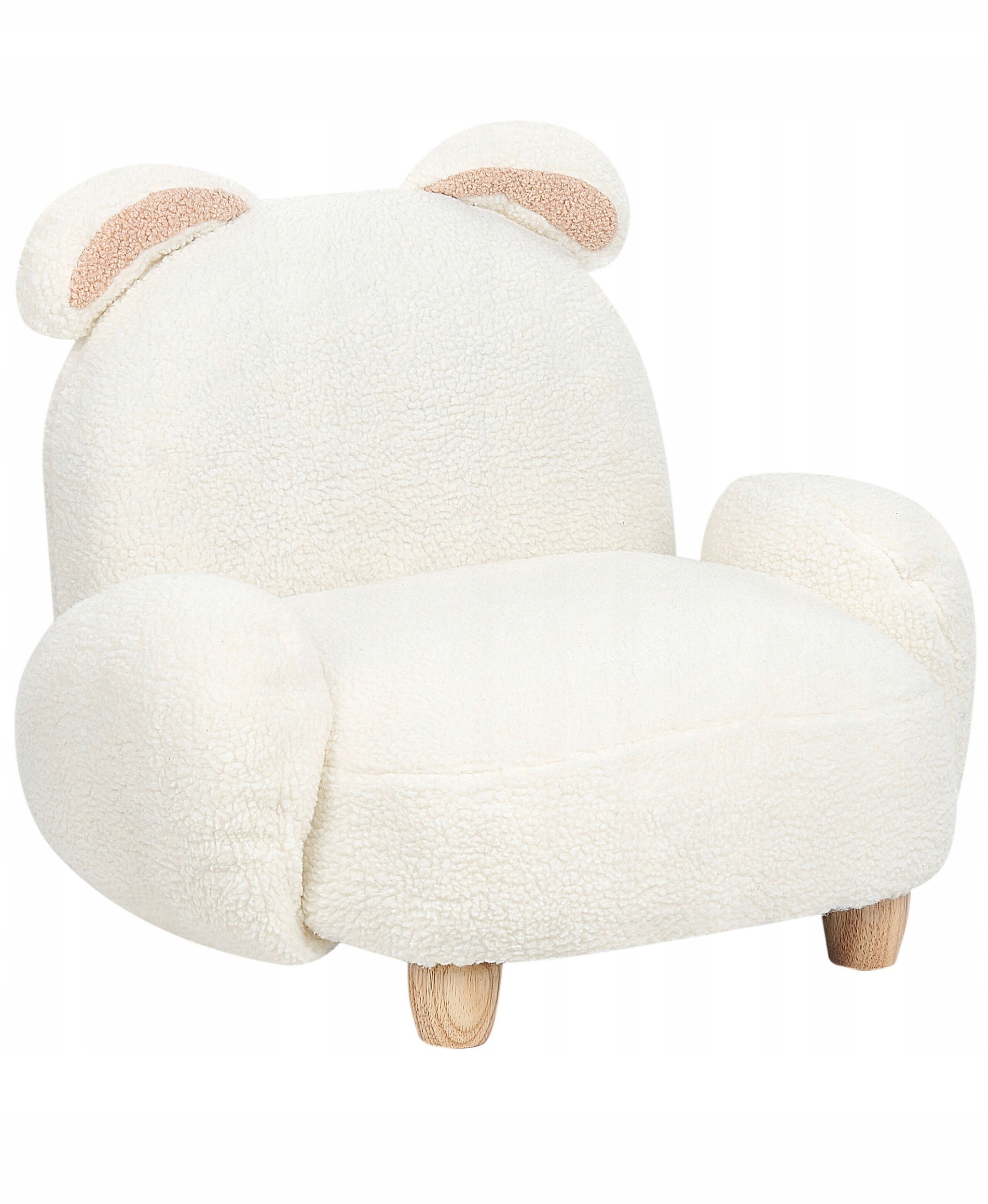 Fotel dziecięcy królik teddy biały KANNA – Urokliwy mebel do pokoju Twojego dziecka