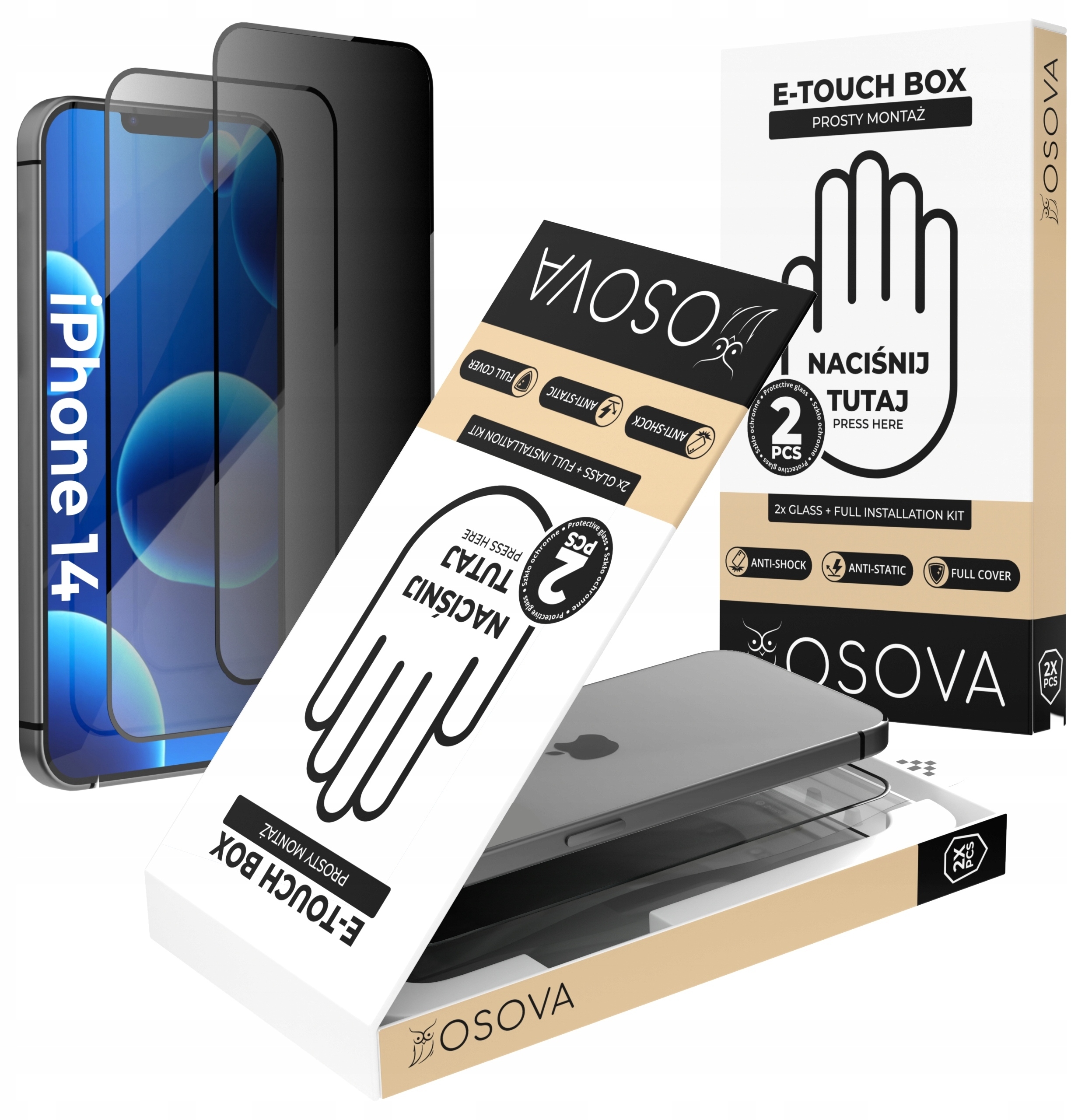 SZKŁO PRYWATYZUJĄCE OSOVA do iPhone 14 – Ochrona i prywatność w jednym