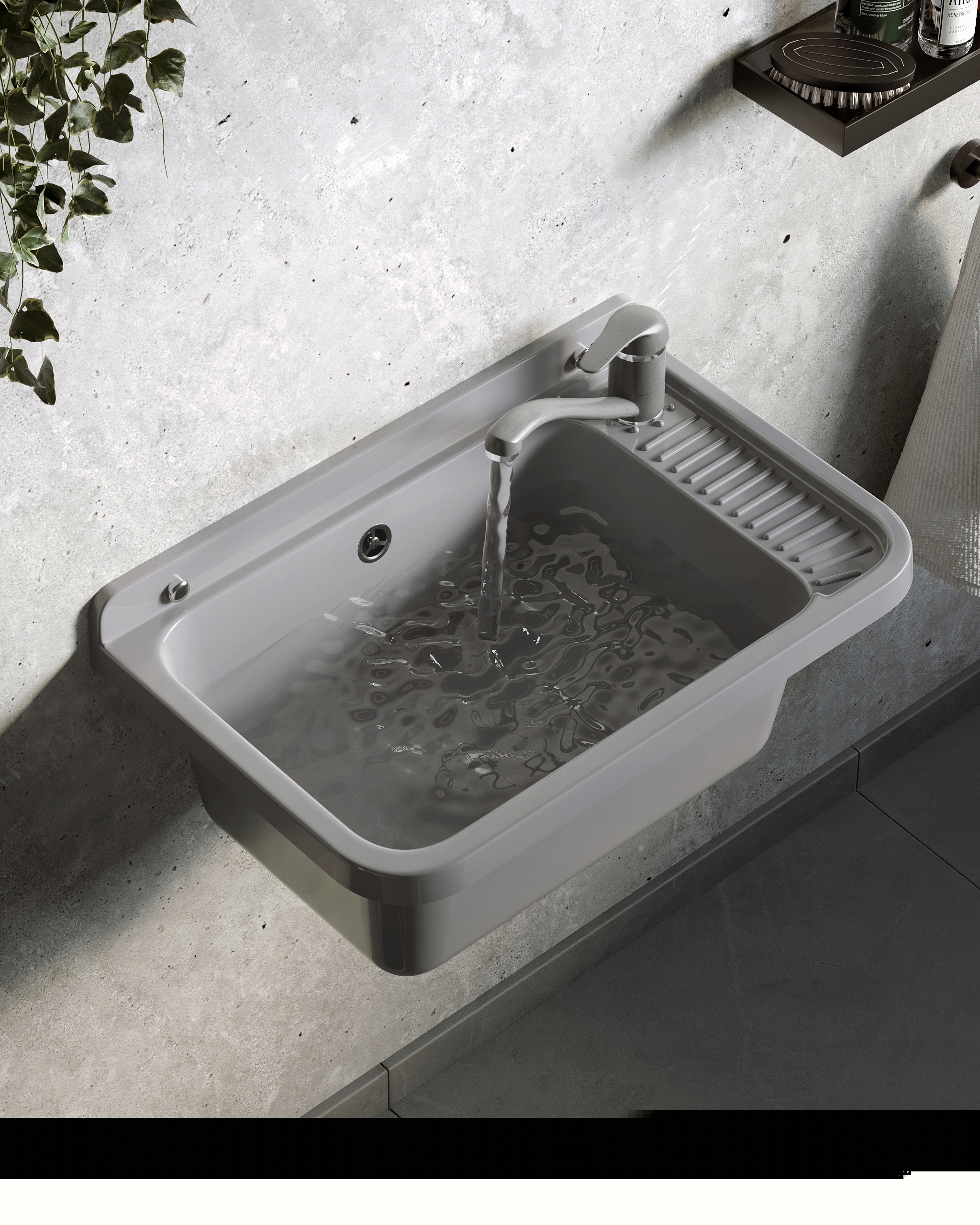 Umywalka ogrodowa NEO 51X34 szary granit – Idealne rozwiązanie do Twojego ogrodu