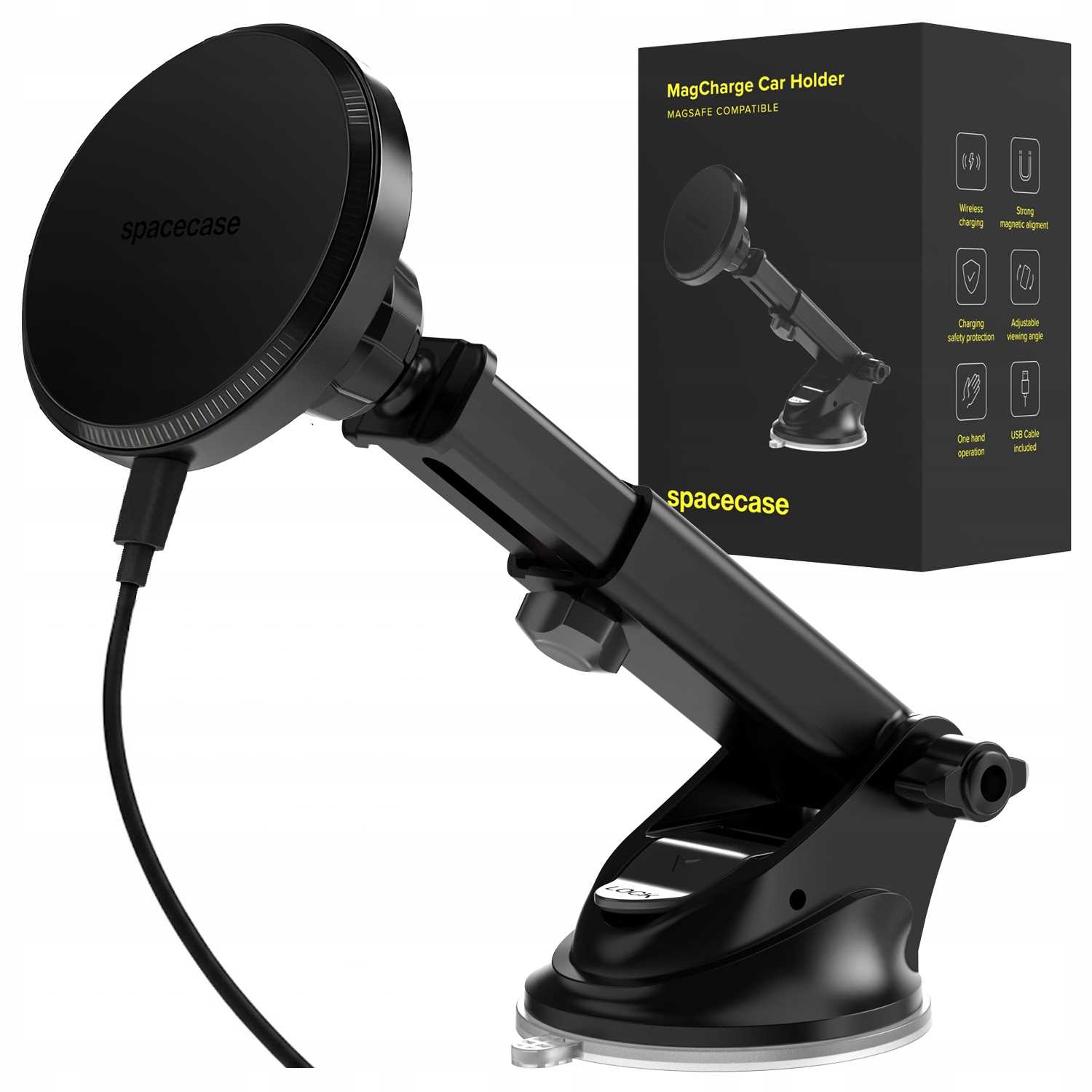 Uchwyt samochodowy z ładowarką indukcyjną do Magsafe SPACECASE Car Holder MagCharge WM12B