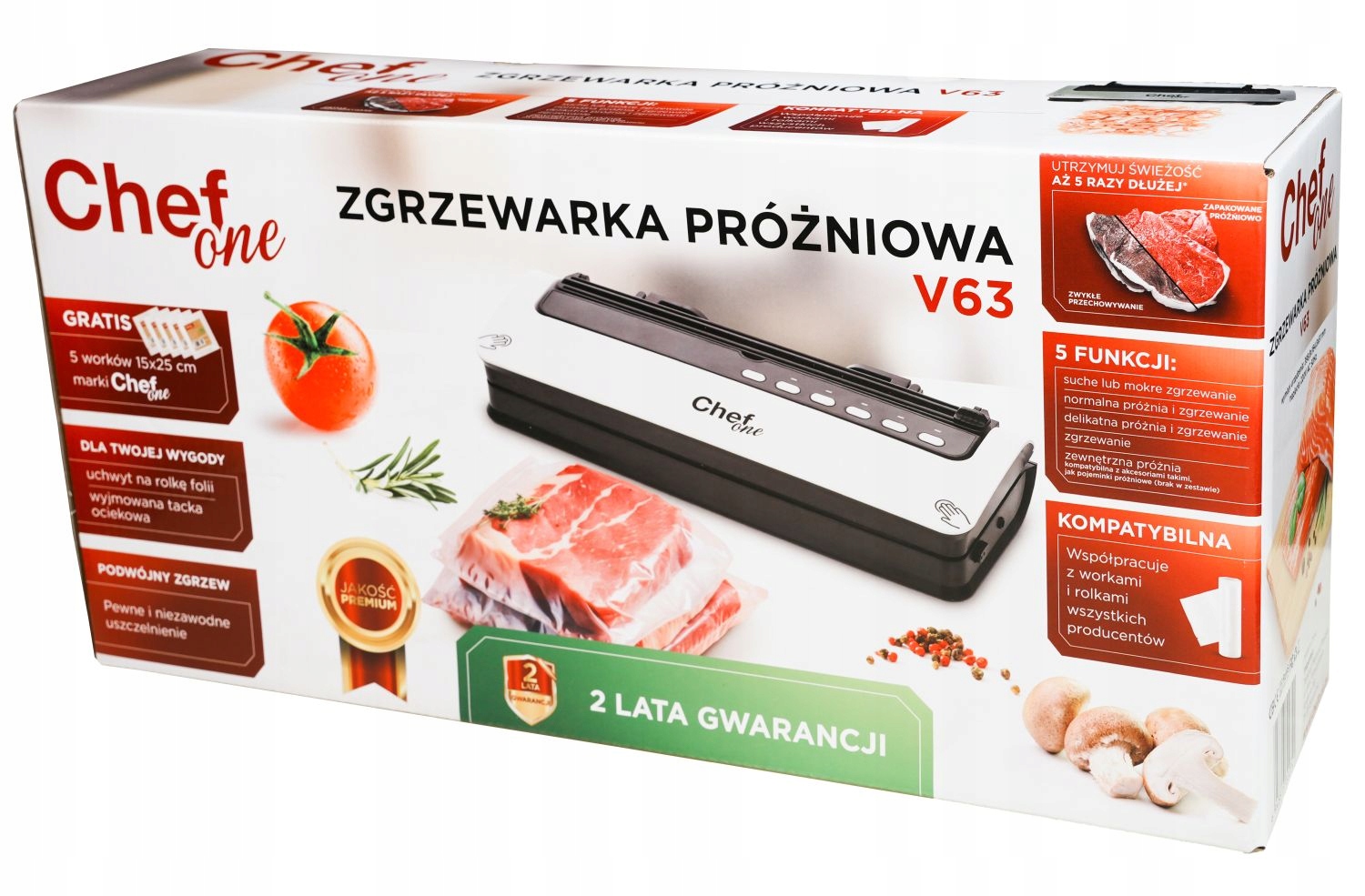 ChefOne Zgrzewarka Próżniowa V63 – Nowoczesne rozwiązanie do pakowania żywności