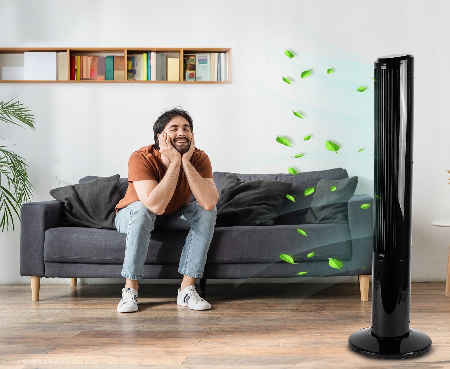 WENTYLATOR KOLUMNOWY WIATRAK PODŁOGOWY JONIZACJA Wysokość całkowita 102 cm