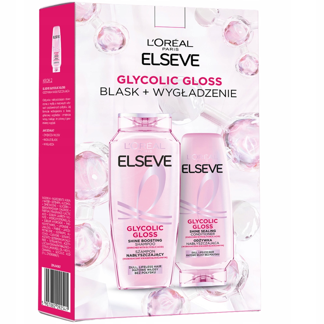 Loreal LOR ELSEVE Zestaw Glycolic Gloss – Blask i zdrowie dla Twoich włosów