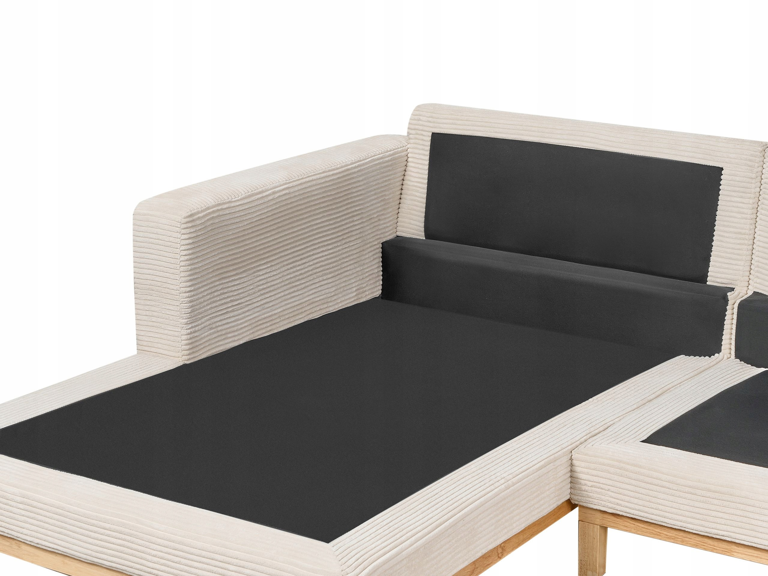 Narożnik prawostronny sztruksowy jasnobeżowy SIGGARD Lumarko – Elegancja i komfort w Twoim salonie