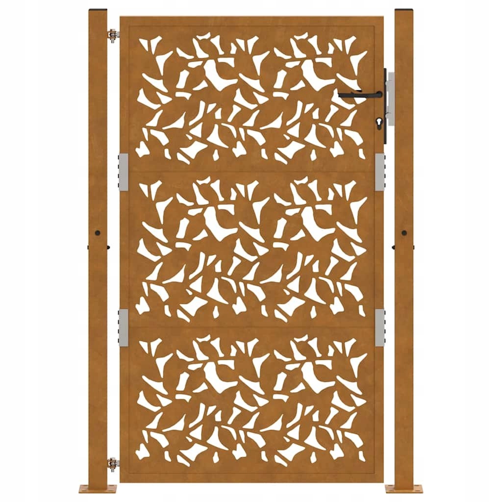 Brama ogrodowa 105x155 cm Stal nierdzewna Wzór liścia Lumarko – Elegancja i wytrzymałość w Twoim ogrodzie