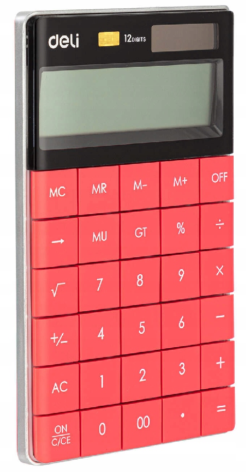 Kalkulator DELI 1589 czerwony – Nowoczesne narzędzie biurowe