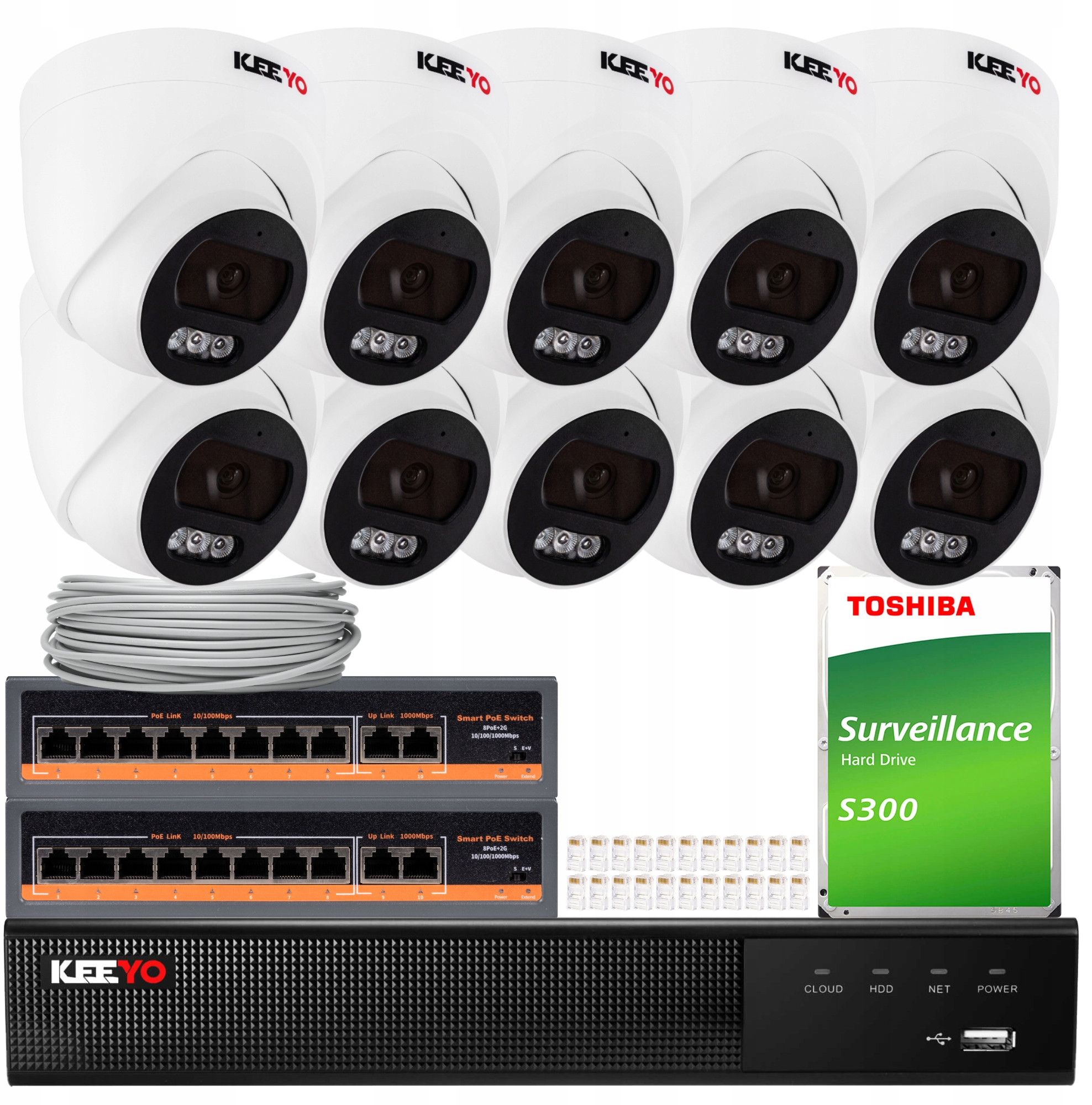 Zestaw do monitoringu IP KEEYO 10x LV-V-IP4M25DF-B 4Mpx – Kompleksowe rozwiązanie dla Twojego bezpieczeństwa