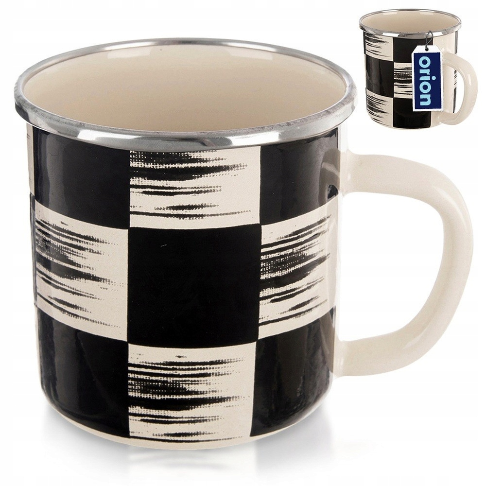 Stylowy design w kratę – wielokolorowy kubek