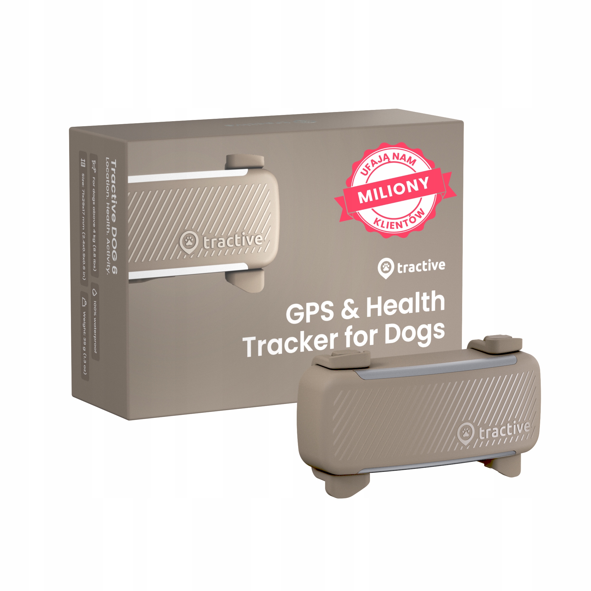 Tractive DOG 6 – Brązowy lokalizator GPS dla psów