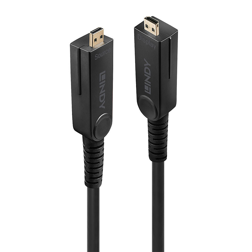 Kabel Lindy Fibre Optic Hybrid microHDMI 50m Czarny – Wysoka jakość i niezawodność