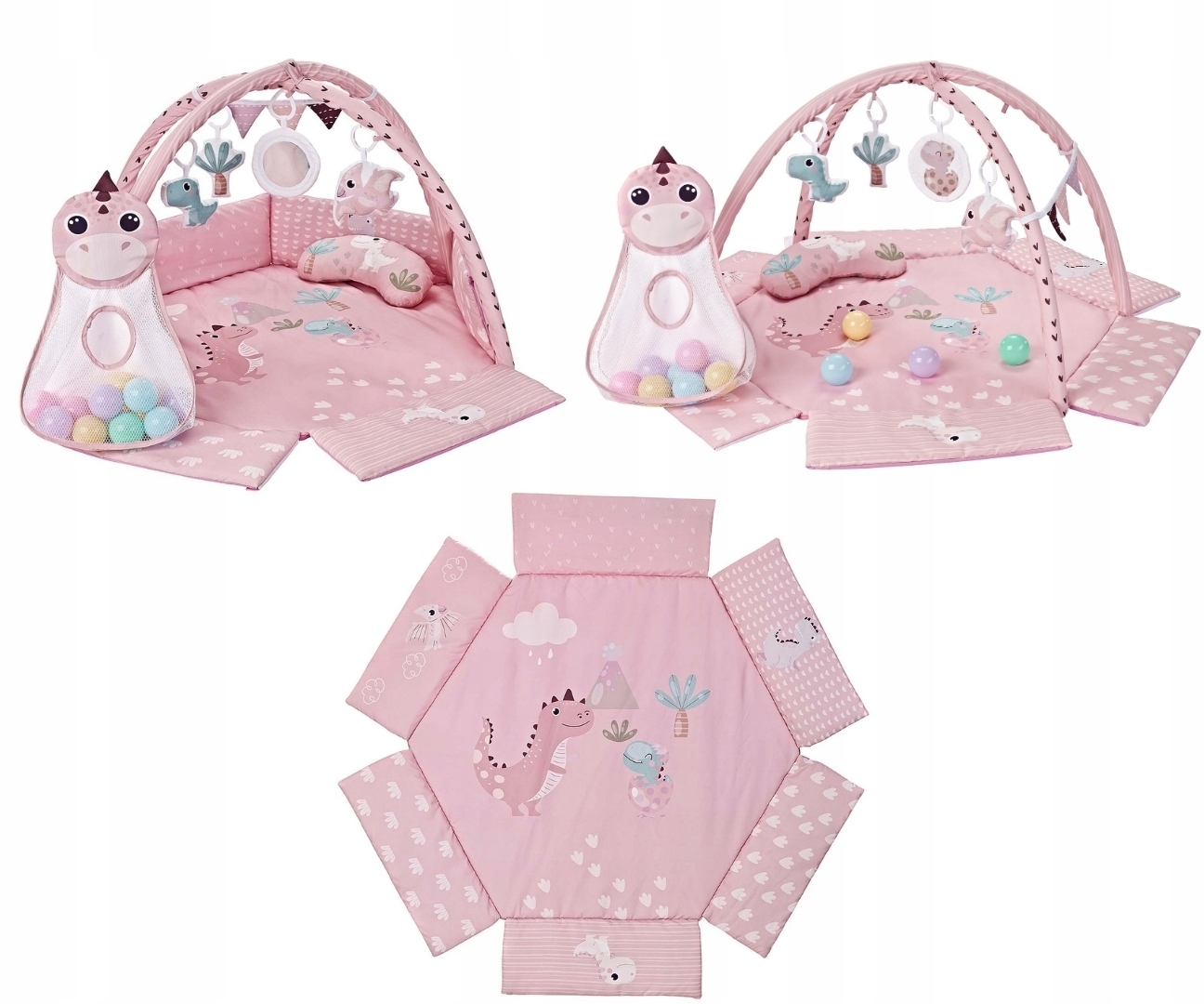 Interaktywne elementy i zabawki dołączone do maty