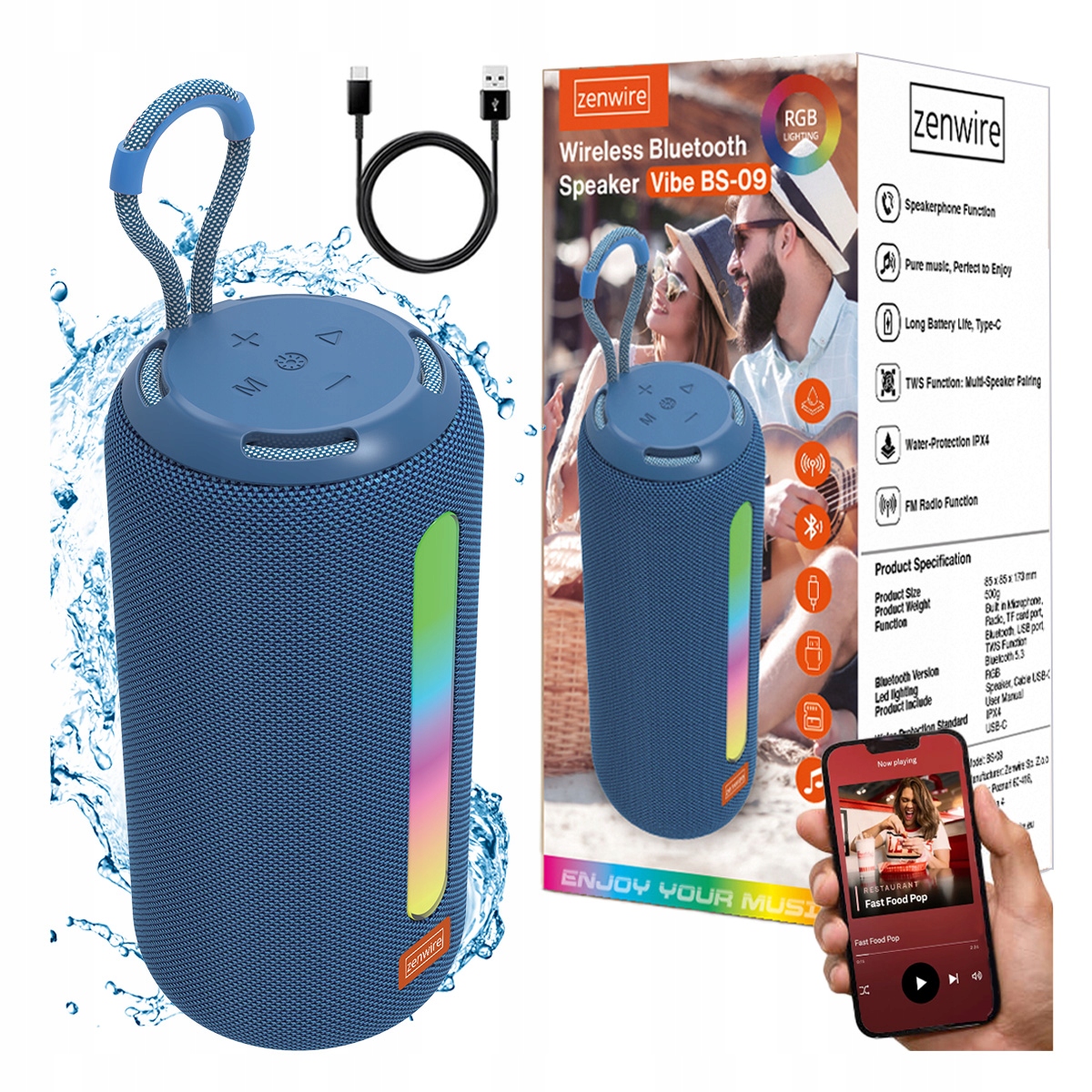 Odporność na zachlapania IPX4 – idealny na zewnątrz