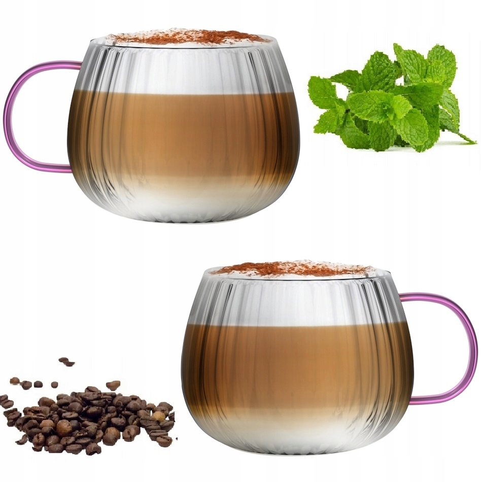 Vialli Design - Tulip zestaw dwóch szklanek z różowym uchem 350 ml