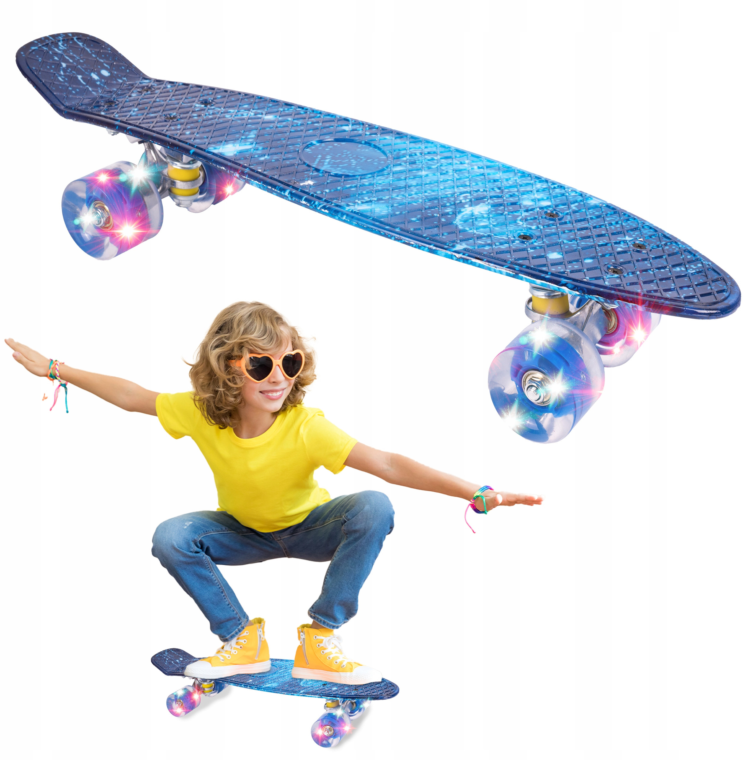 FISZKA DESKOROLKA DLA DZIECI ŚWIECĄCE KOŁA LED DRIFT 56CM DŁ SOLIDNA GALAXY
