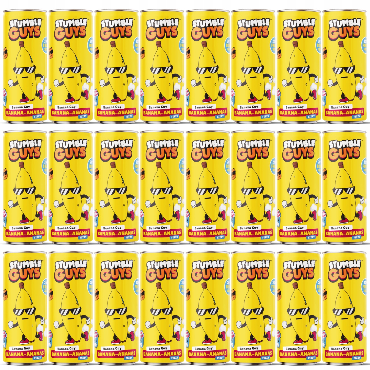 Napój VITAMIZU Stumble Guys Banana-Ananas puszka 250ml – Egzotyczna przyjemność w każdej kropli